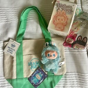 Trader Joe's Mini Pastel Tote Bag and Labubu Big Into Energy Hope